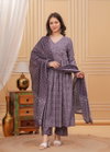 Purple Colour Rayon Printed Kurti With Pant Dupatta Wholesale Market In Surat Aaradhna 2037